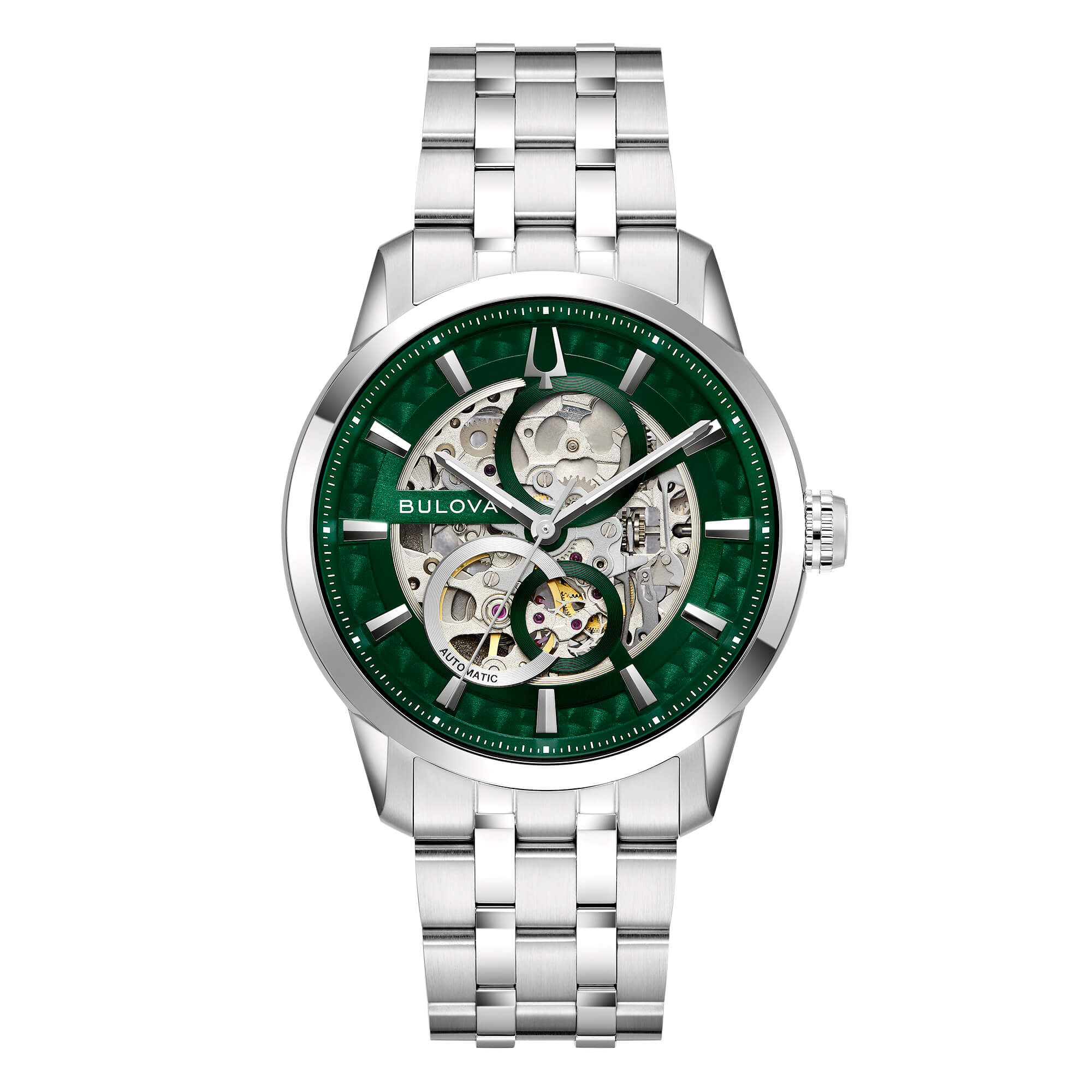 Orologio Uomo Bulova Automatico Sutton Acciaio Skeleton 96A329